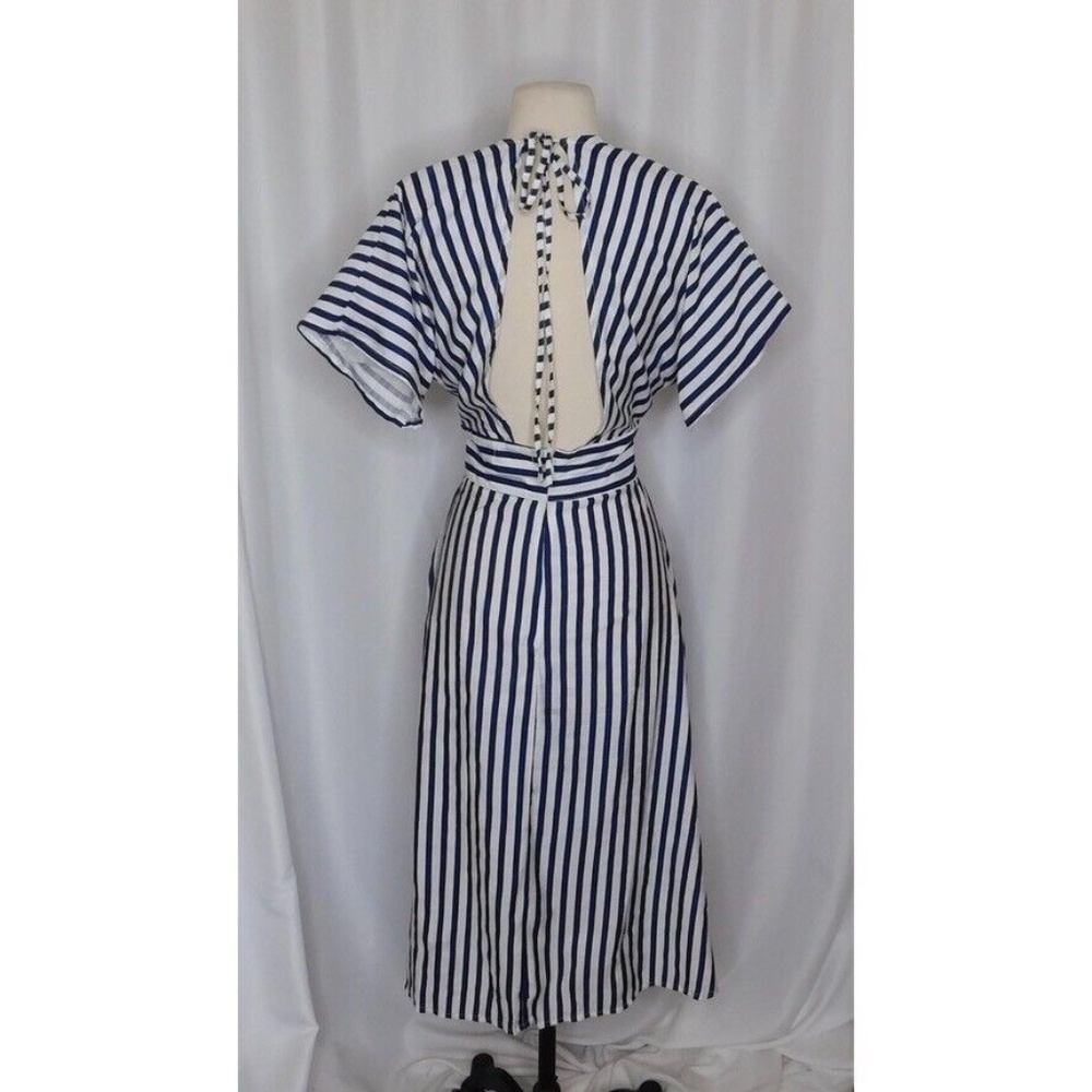 618 SIX ONE EIGHT Blue White Stripe Cabana Resort Dress Cruise Resortwear Medium - Picture 7 of 11